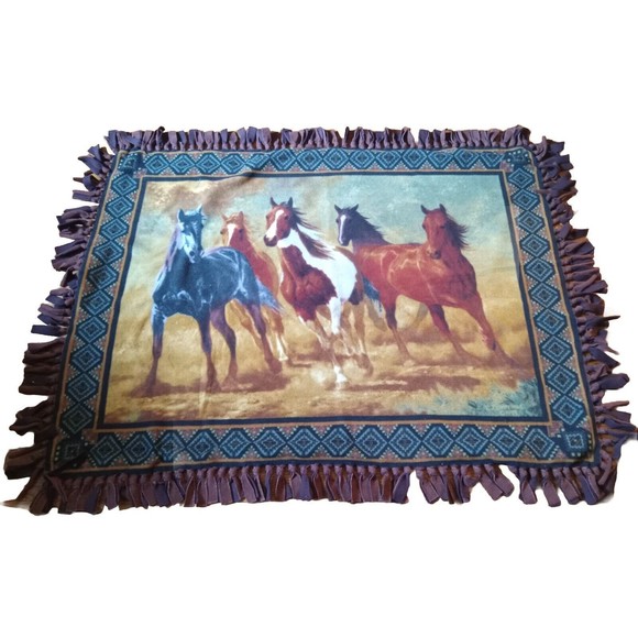 Tapestry Wild Galloping Horses Knit Throw Blanket